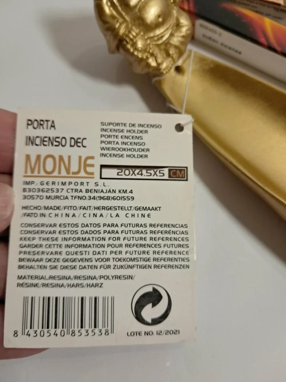 Gold Buddha Incense Holder & 2 Scented Incense Packs Set